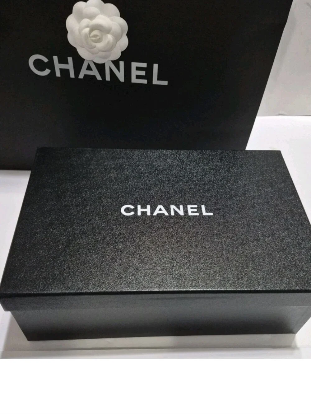 Chanel Lot of Empty Shoe Boxes + Dust Bags + Pouch + Shopping Paper Bag ...